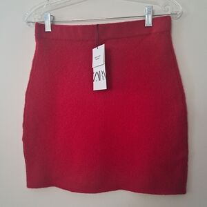 Zara 100% Wool Women's Red Skirt